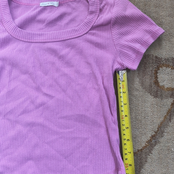 Pink Ribbed Short Sleeve Top - Picture 5 of 5